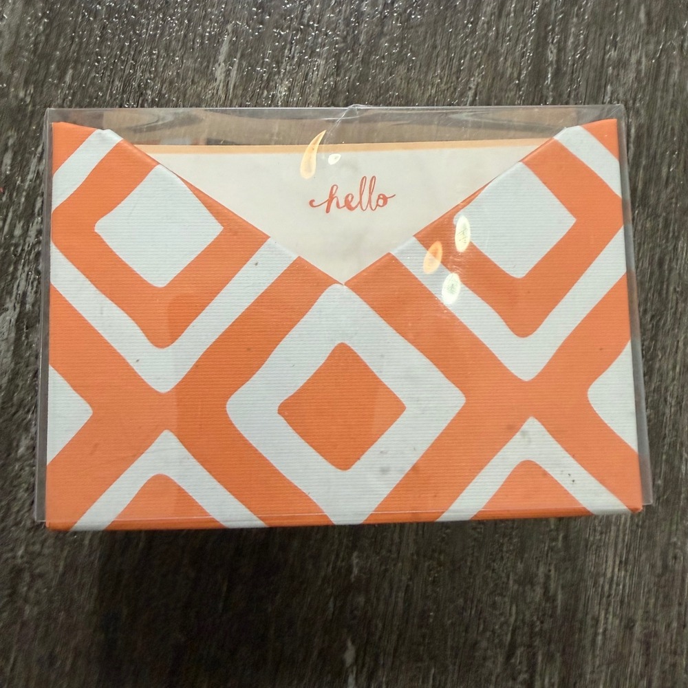 Paper Destiny Note Cards Unisex OS Orange Hello Gilded Edge 21 Count Stationery